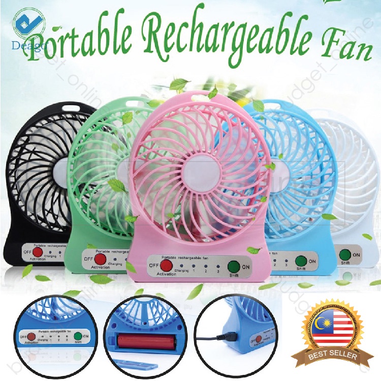 Mini Rechargeable USB Portable Cooler Fan 3 Speeds / Kipas Mini USB
