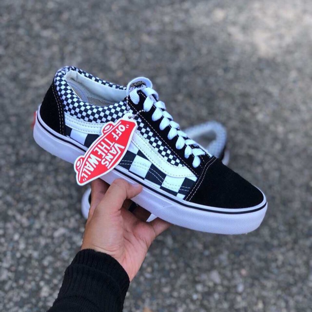 mixed checkerboard vans womens