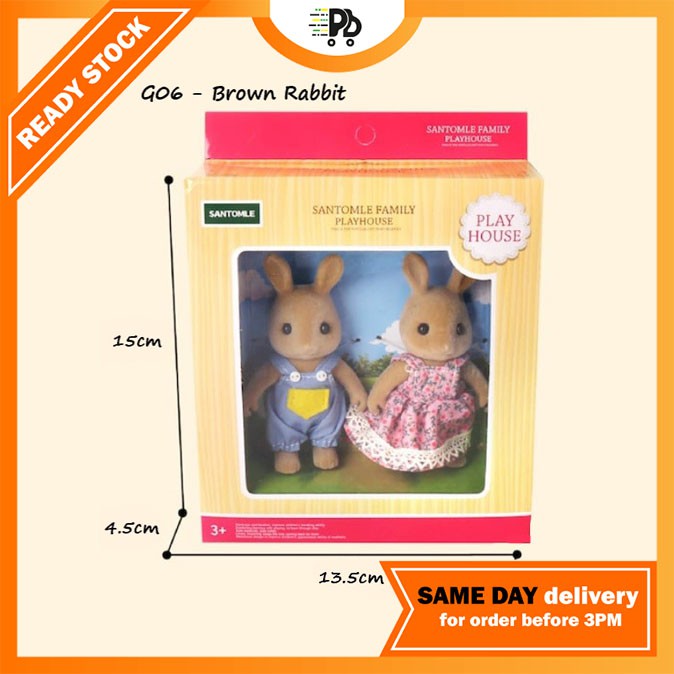 Jieyu Forest Tribe Rabbit Family 3 Piece Set Preschool Pretend Play NEW 
