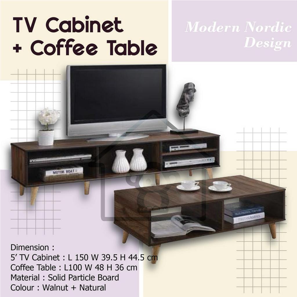 TV & COFFEE TABLE / MODERN MEDIA STORAGE/LIVING HALL SET/TV RACK/TV STAND/TV CONSOLE