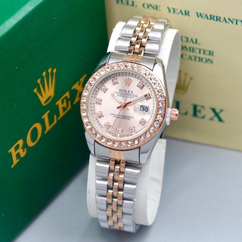 ️  นาฬิกาข้อมือ Rolex สตรีโซ่เพชรขนาด 3.2cm หนังสือฟรี
