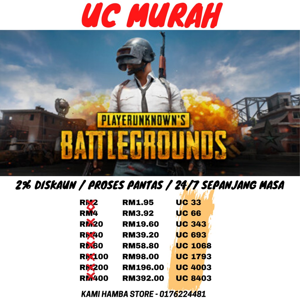 Pubg Uc Murah Harga Promo Uc 60 100 200 400 Shopee Malaysia