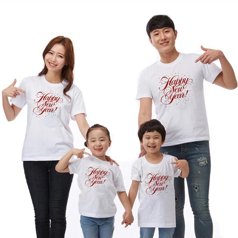 Happy New Year Matching Family T Shirts Mommy Daddy Kids T-Shirt 2020 New Year Family Clothes Child Tees Tops | Shopee Malaysia