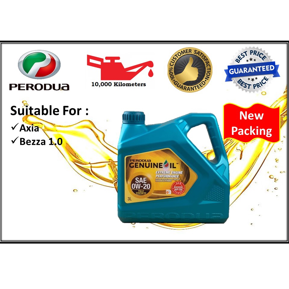 Perodua 0w20 3L Fully Synthetic APISN Engine Oil 0w20 Minyak Enjin