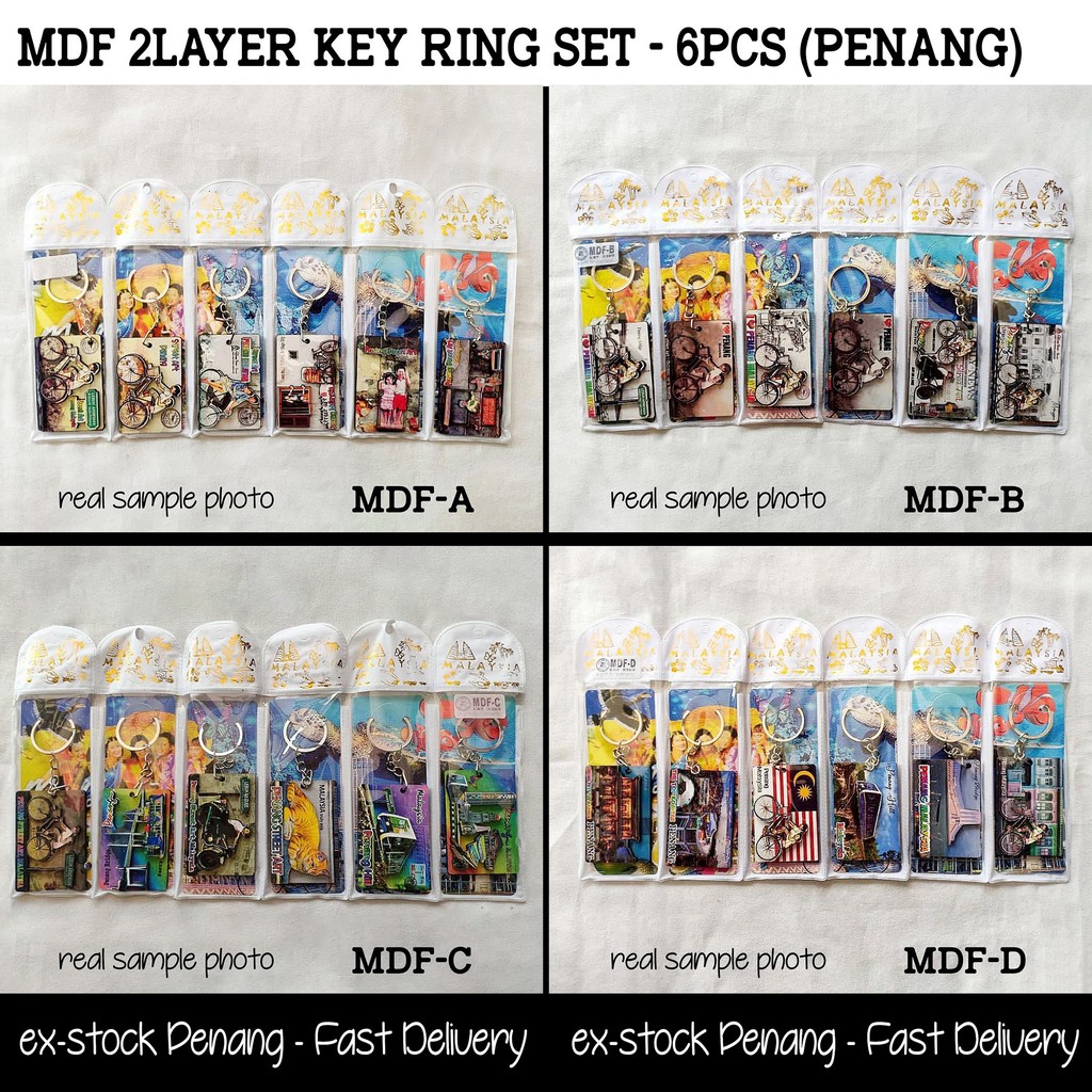 ex-stock PENANG - Best Penang Heritage Keychain Set / MDF 2Layer Keyring / Penang Souvenir gift collection item / 槟城旅游纪念