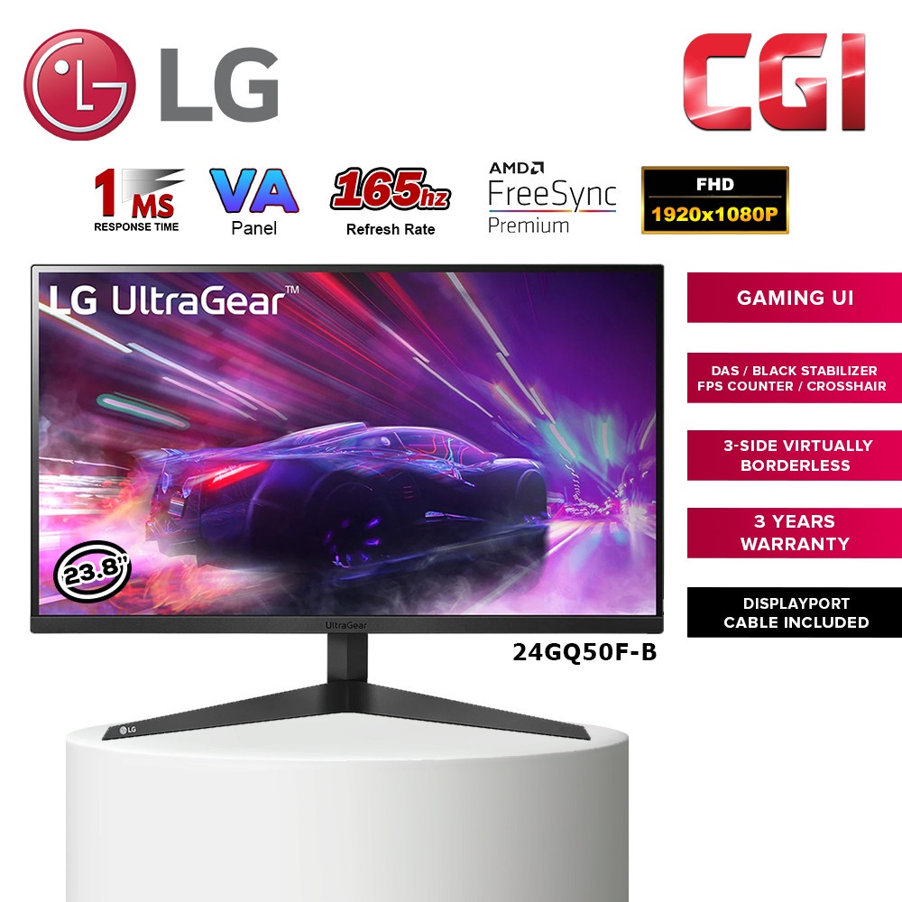 LG 23.8" 24GQ50F FHD VA 165Hz 1ms AMD Freesync Premium Gaming IU ...