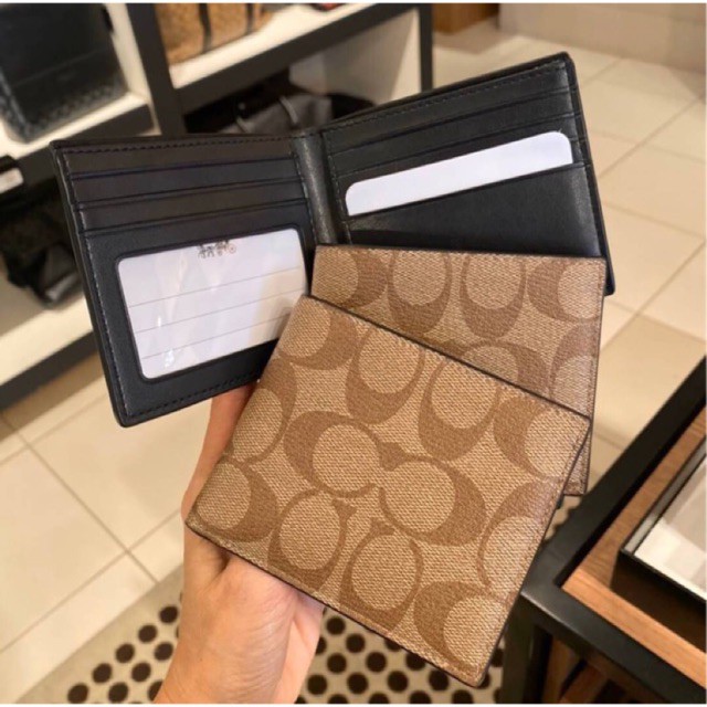 PRE ORDER COACH F66551 ID BILLFOLD WALLET - TAN/BLACK (CLEARANCE STOCK -  NOT FOR FUSSY BUYER) | Shopee Malaysia
