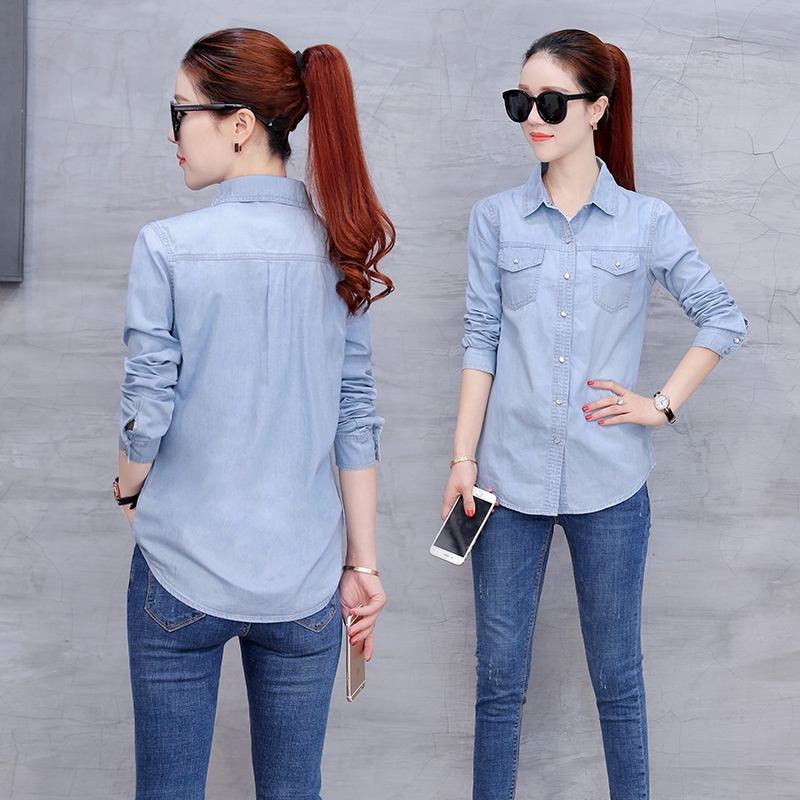 blue denim blouse