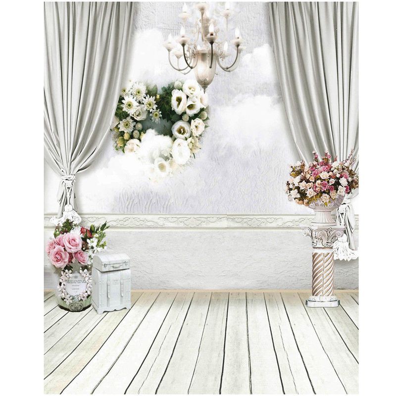 5x7ft White Curtain Backdrop Studio Flower Photo Photography