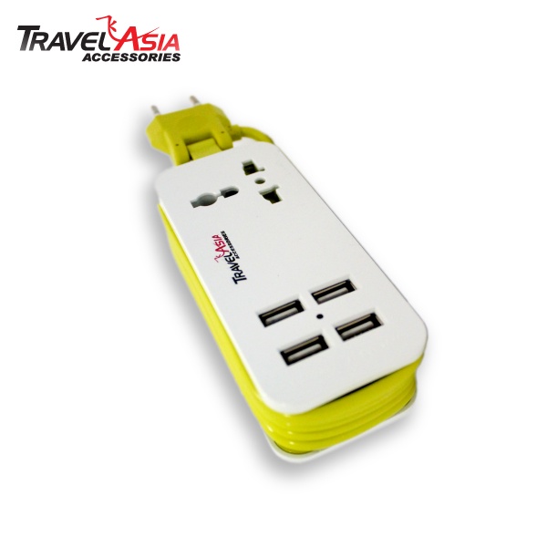 Mobile Kiosk Travel Extension Adaptor with 4 USB Ports by Travel Asia | Extension Cable for Traveling Holiday Charger