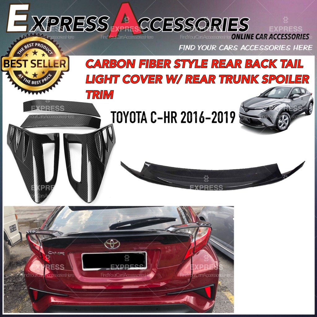 4Pcs Carbon Fiber Style Rear Back Lamp Tail Light Cover For Toyota CHR US Stock