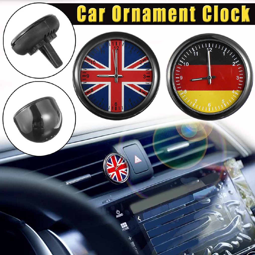 Car Luminous Quartz Clock British German Flag Car Auto Interior Decor Automotive Vents Clip Clock
