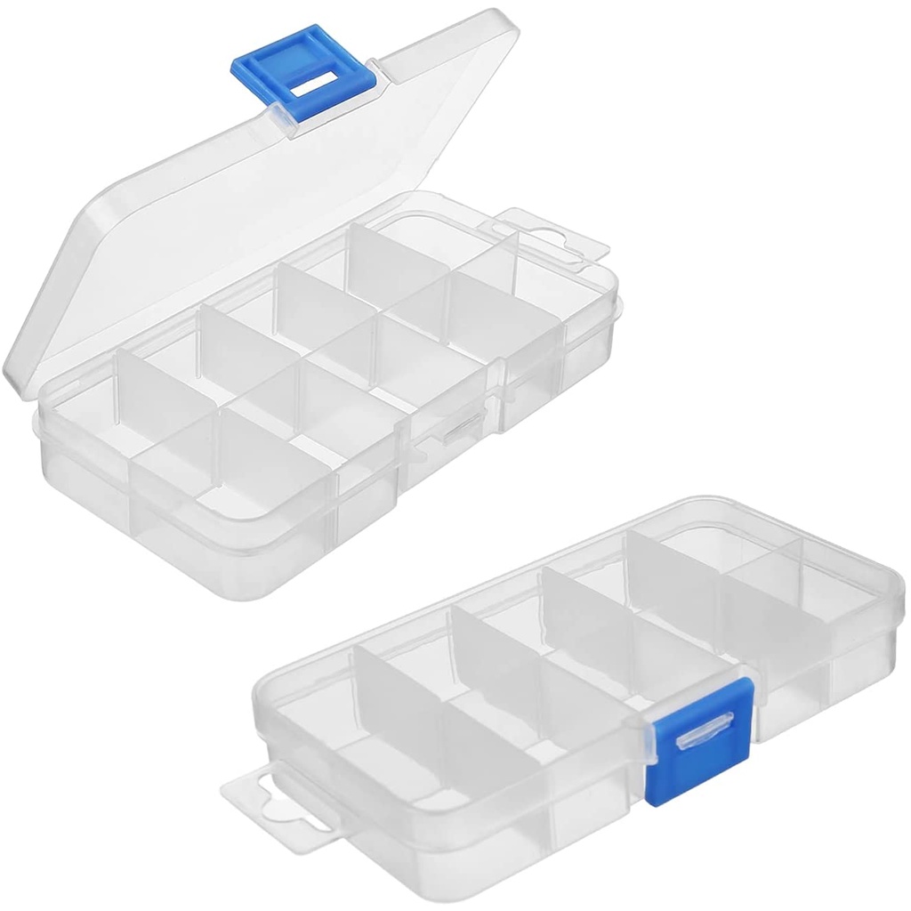 10 Grids Adjustable Transparent Plastic Storage Box for Small Component