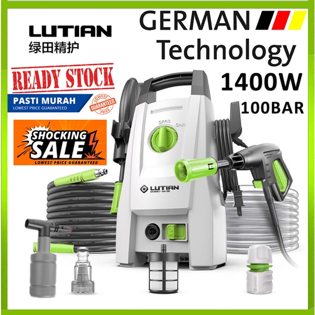 READY STOCK ! 1400W 100BAR HEAVYDUTY LUTIAN High Pressure Cleaner HIGH