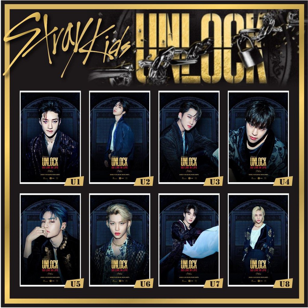 Stray KIDS UNLOCK FELIX HYUNJIN CHANGBIN BANG CHAN HAN LEE KNOW SEUNG MIN I.N K-POP POSTER