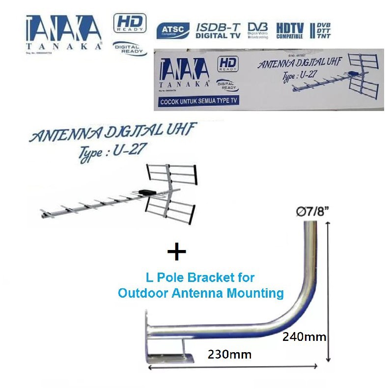 Uhf Antenna Tanaka U 27 Include Antenna Bracket Shopee Malaysia