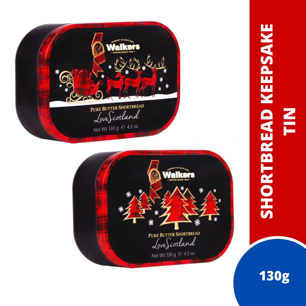 Walkers Shortbread Keepsake Tin (130g) Santa's Sleigh/Christmas Trees