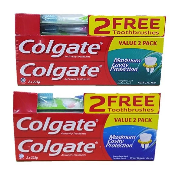 Colgate Toothpaste 2 x 225g [FREE 2 Toothbrushes] Shopee Malaysia