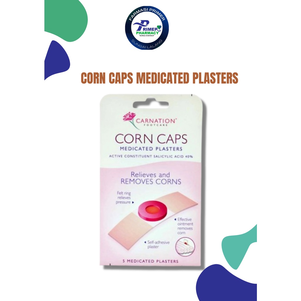 CARNATION FOOTCARE CORN CAPS MEDICATED PLASTERS RELIEVES AND REMOVES ...