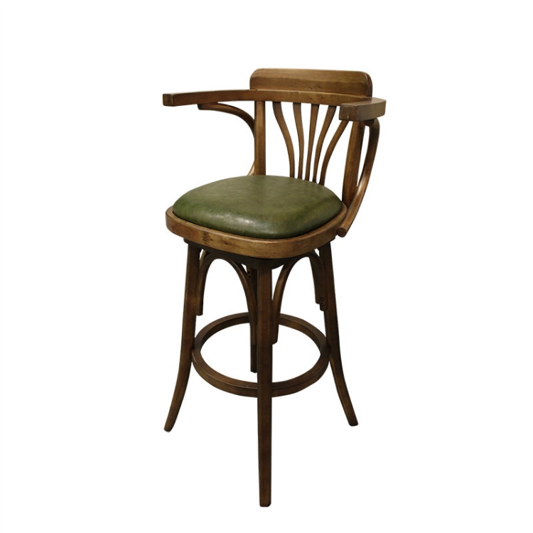 Bar Stool Solid Wood Chair Vintage, Wooden Captains Chair Bar Stools