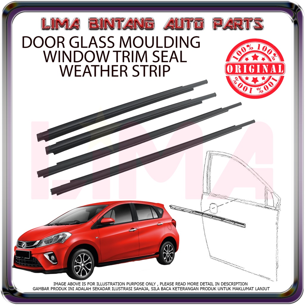 Perodua Myvi New D20N Door Glass Moulding , Weatherstrip ( Outer