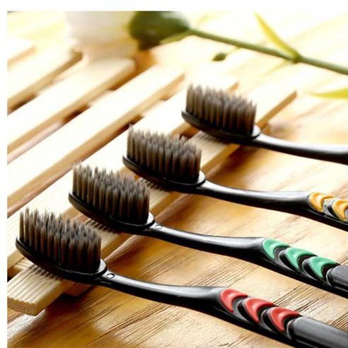 Travel Bamboo Charcoal Toothbrush Dental Tongue Cleaner Soft Toothbrush