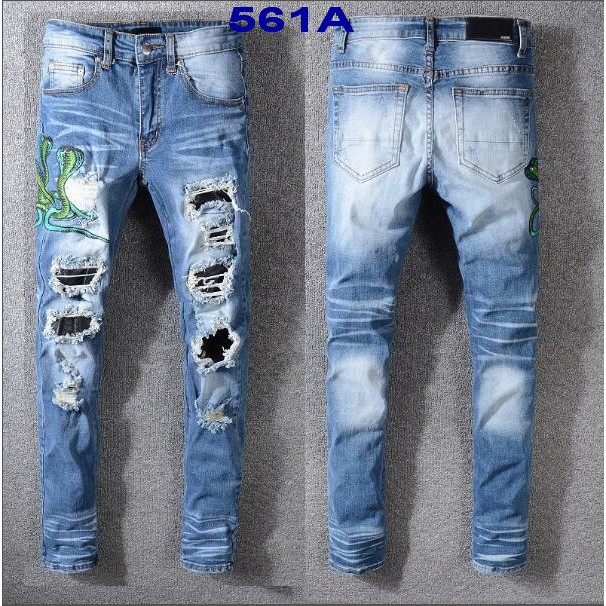 3fashion Amiri Men S Ripped Skinny Jeans Designer Male Slim Motorcycle Casual Jeans Boys Denim Jeans 561a Free Shipping Shopee Malaysia