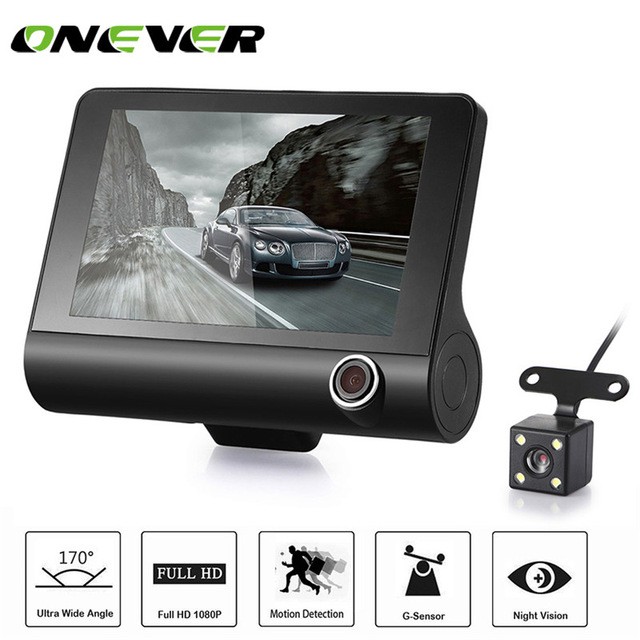 Car dvr 3 cameras lens 4.0 inch dash camera dual lens | BeeCost