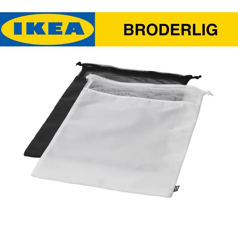 [Ready Stock] IKEA BRODERLIG Laundry Bag Black & White with Drawstring