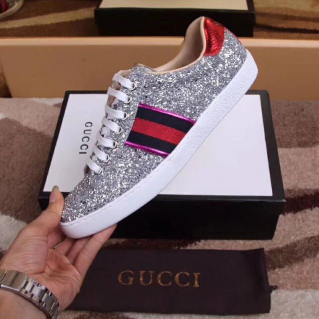 gucci ace glitter sneakers pink