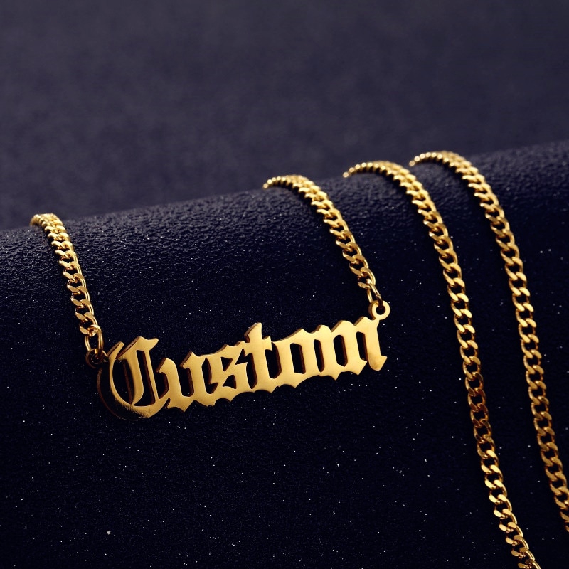 BONLAVIE【Name Custom Necklace】 3mm Cuban Chain Customized Nameplate Necklaces for Gifts