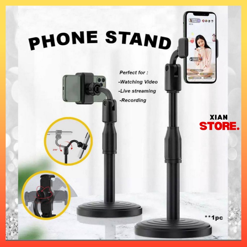 Phone Stand Clip Holder Kaki Mobile Fon Klip Meja Mini Live Streaming