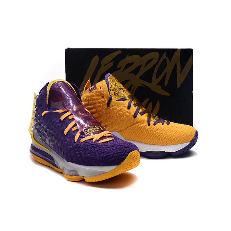 100% Original Men's Nike LeBron 17 'Lakers' Yellow/Purple Basketball  Mandarin duck shoes | Shopee Malaysia