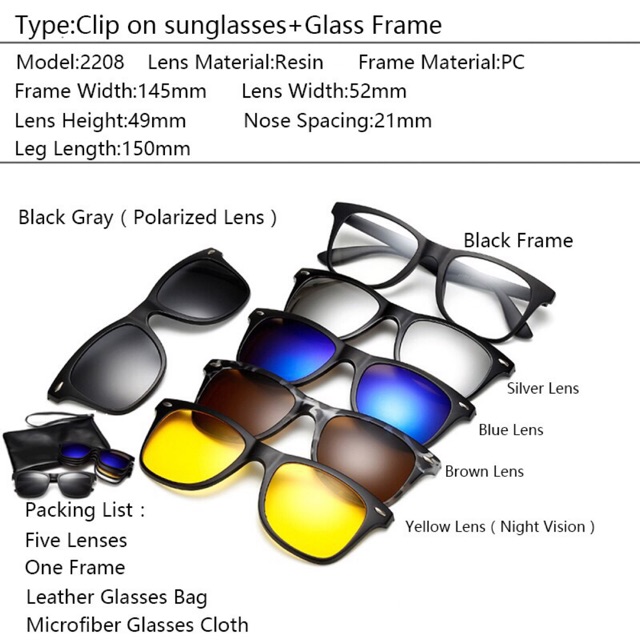Clip Lensa Kacamata Polarized Sunglasses Night Vision 