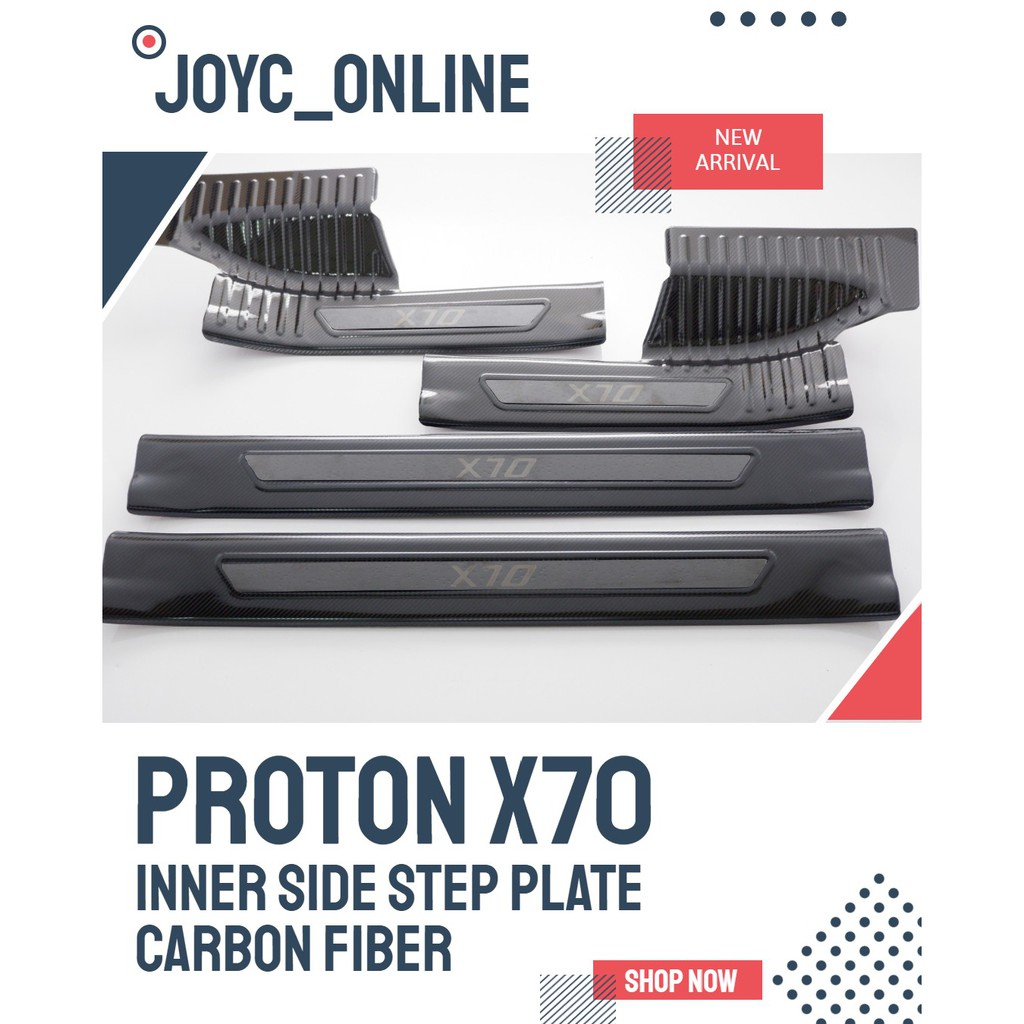 PROTON X70 side door step plate stainless steel carbon fiber Shopee