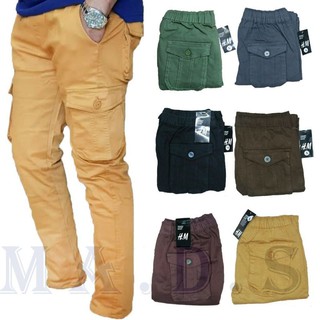 [READY STOCK] 2020 New Unisex Tactical Elasticated Waist Slim-Fit Cargo pants 6 Pockets Slack Pant