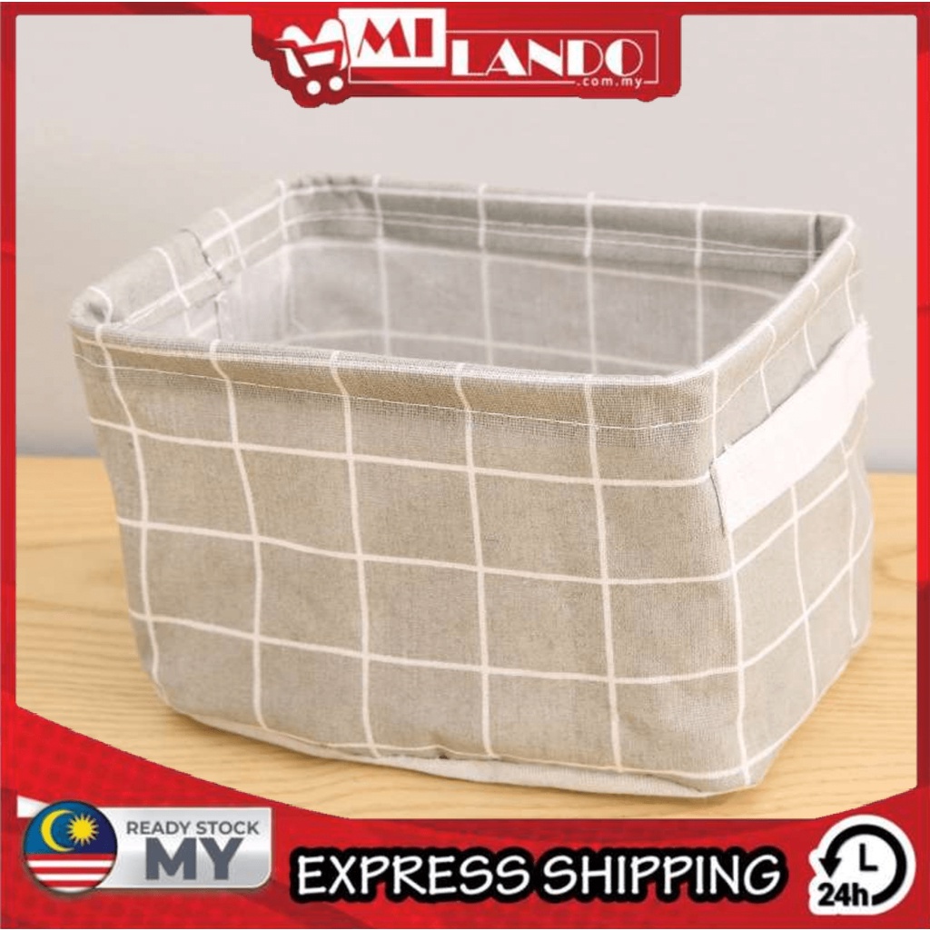 MILANDO Fabric Storage Basket Nordic Style Foldable Storage Box Travel Organizer (Type 17)