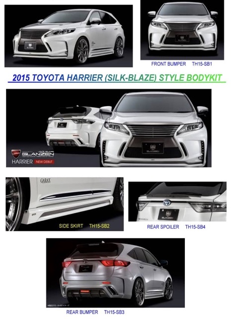 Toyota Harrier Xu60 15 16 17 18 19 Silk Blaze Bodykit Body Kit Front Rear Bumper Side Skirt Boot Spoiler Shopee Malaysia