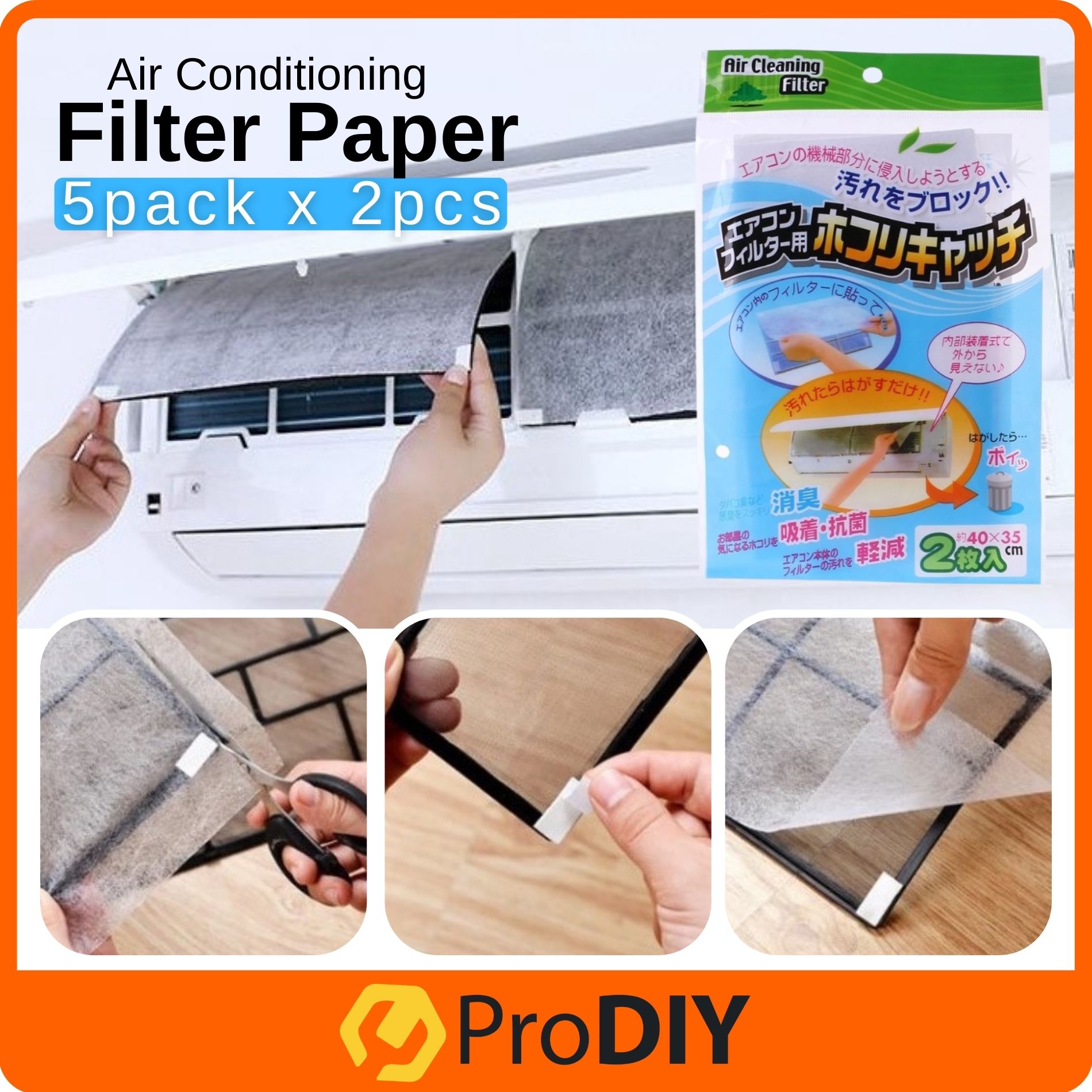 5 Pack x 2pcs Air Conditioning Filter Paper Air Filter Sheet Dustproof Dust Control Air Cleaning Filter