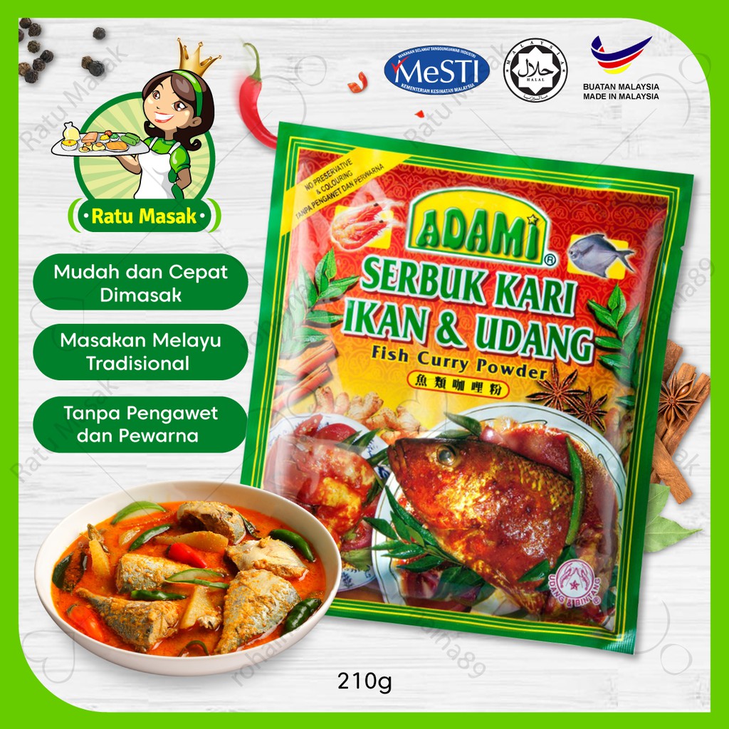 Adami Serbuk Kari Ikan Udang 210gm Shopee Malaysia