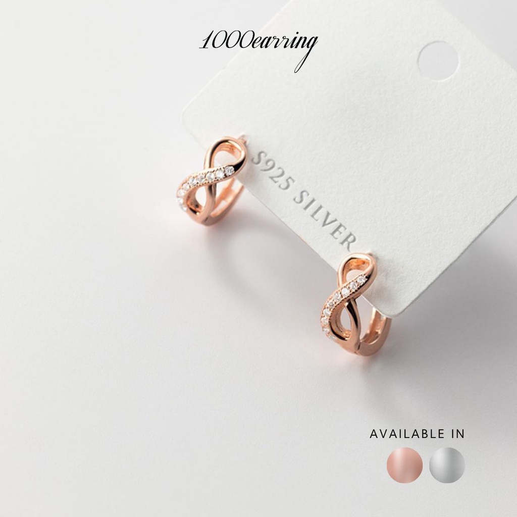 1000earring 925 Sterling Silver Infinity Charm Hoop Earrings - Silver/Rose gold