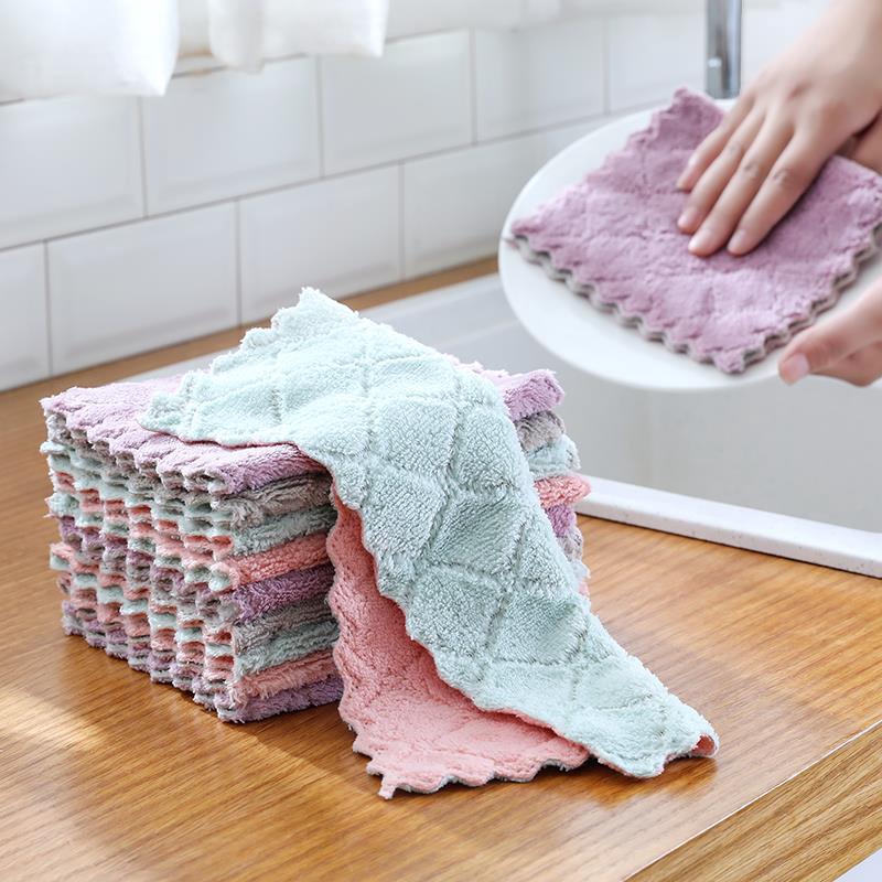 Kitchen Dish Towel Rag Nonstick Oil Doublelayer Dish Washing Cloth