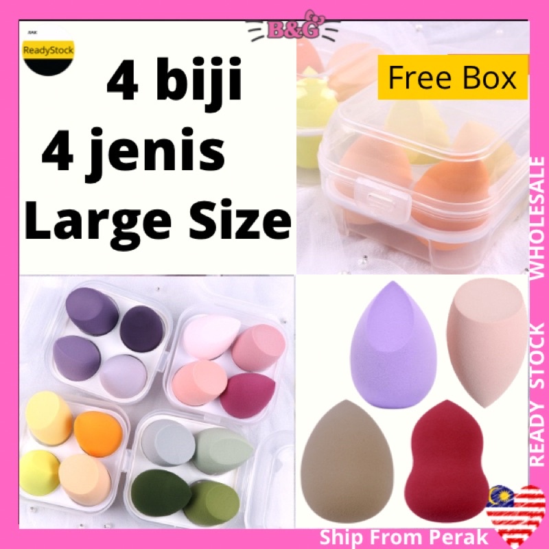 4pcs1box Beauty Egg Cushion Make Up Puff Dry Wet Sponge Cosmetic Span Blender Foundation BB Makeup Berus 海绵干湿美妆蛋粉扑