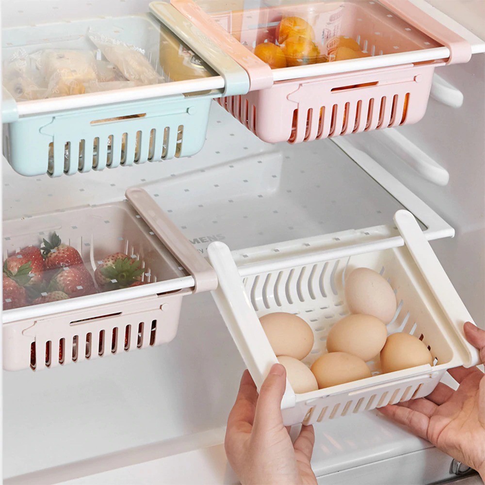 Fast Shipping ️Adjustable Refrigerator Food Storage Drawer Basket Pull-out Drawers Fresh Spacer Rack