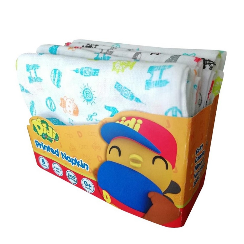 Didi & Friends Printed Baby Napkin / Diapers / Lampin (8 Pcs) Shopee