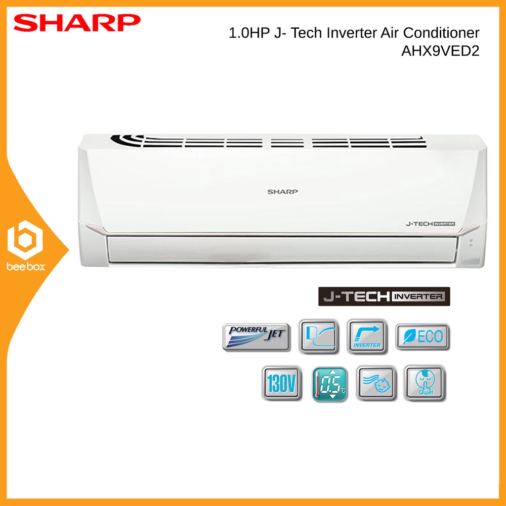 Sharp 1.0HP J Tech Inverter Air Conditioner / Penghawa Dingin
