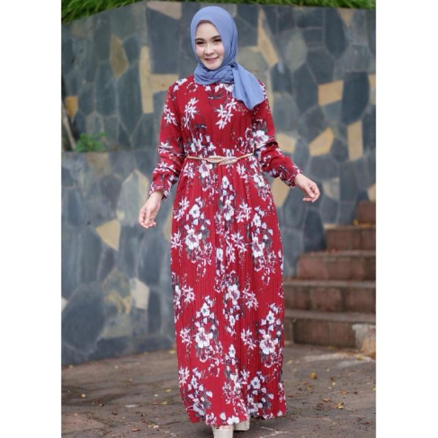 Dress Floral Pleated Zara | Shopee Malaysia