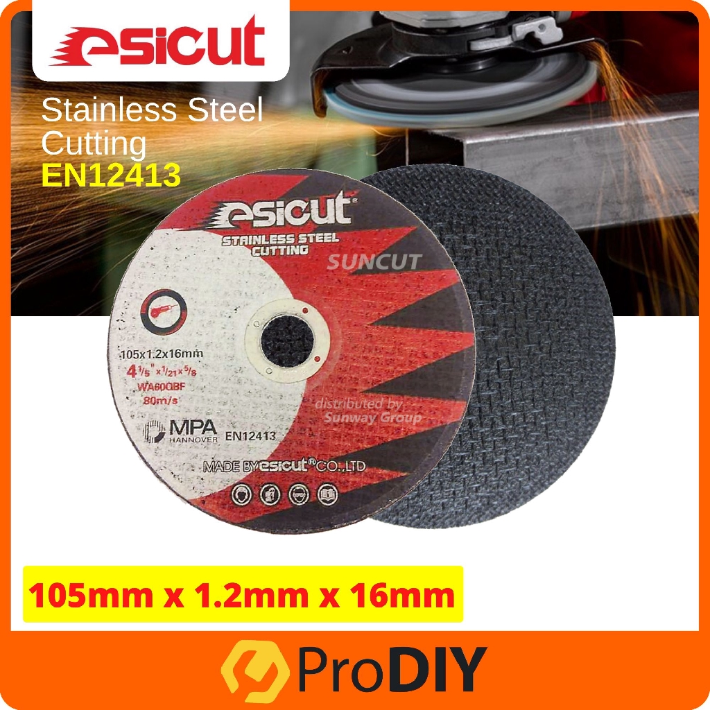 10PCS ESICUT Stainless Steel Cutting 105mm 4 Inch Cutting Disc Mata Potong Besi ( EN12413