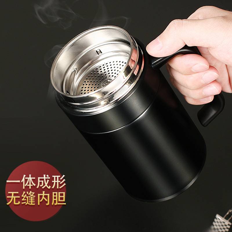 304 Stainless Steel Thermos Mugs, Tea Cup With Handle Lid Tea Filter Insulated