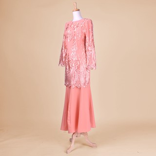  Baju  Kurung  Moden  Raya 8045 XS 4XL Peach Purple 